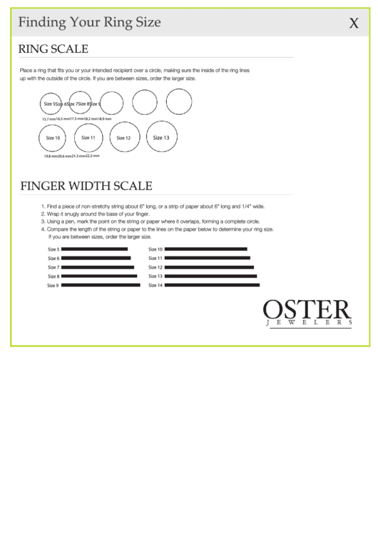 Finding Your Ring Size Chart Printable pdf