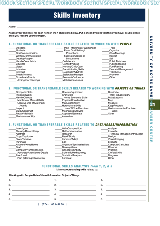 Skills Inventory Template Printable pdf