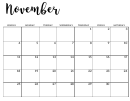 November 2018 Calendar Template