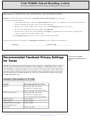 Recommended Facebook Privacy Settings For Teens Computer Science Worksheet Printable pdf