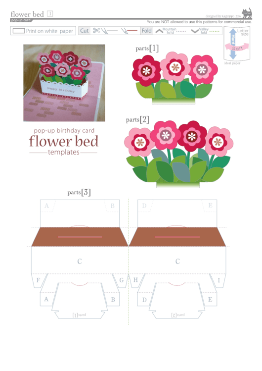 Flower Bed Pop Up Card Template Printable Pdf Download