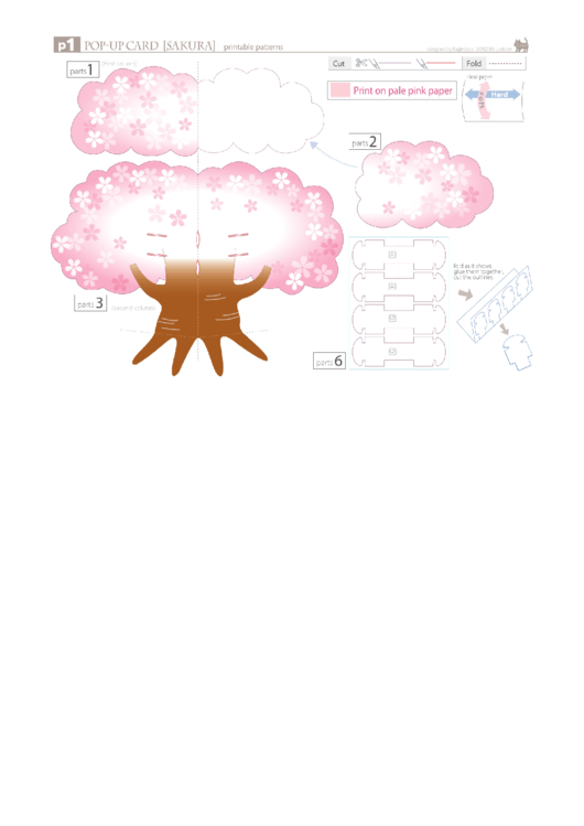 Sakura Tree Pop-Up Card Template Printable pdf