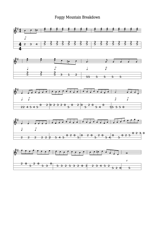 Foggy Mountain Breakdown Sheet Music Printable pdf