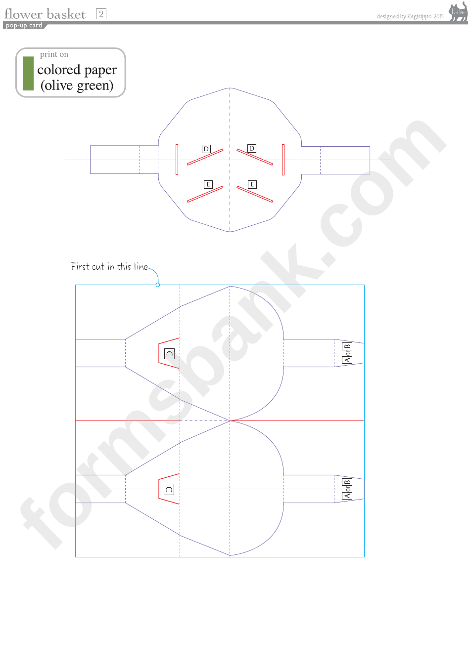 Flower Basket Pop-Up Card Template