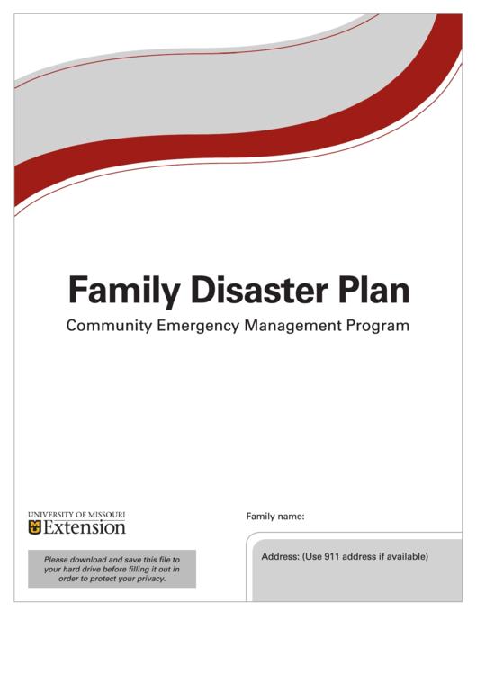 Fillable Family Disaster Plan Template Printable pdf