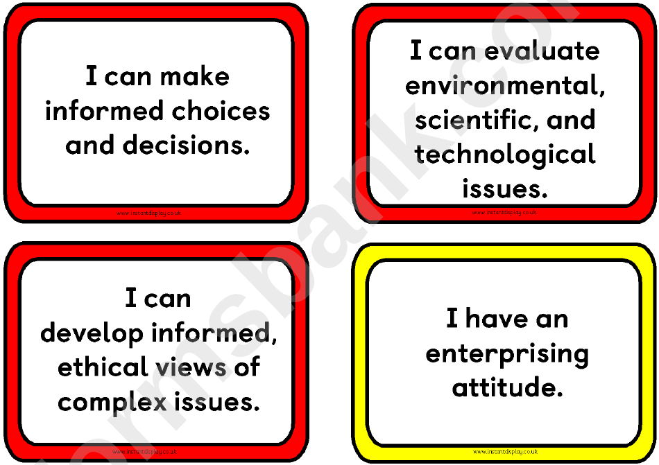 Student Skills Cards Template