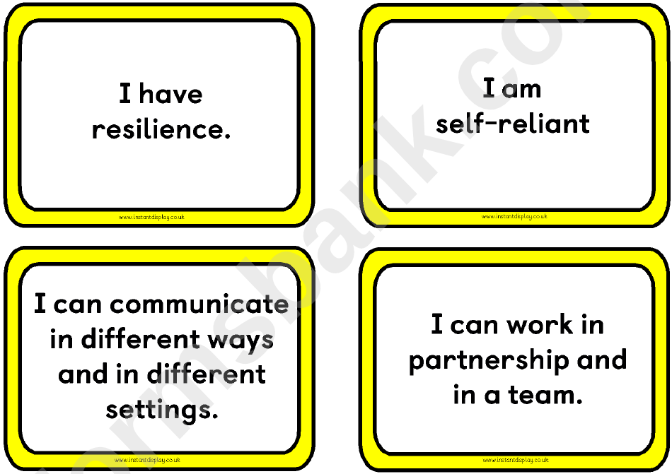 Student Skills Cards Template