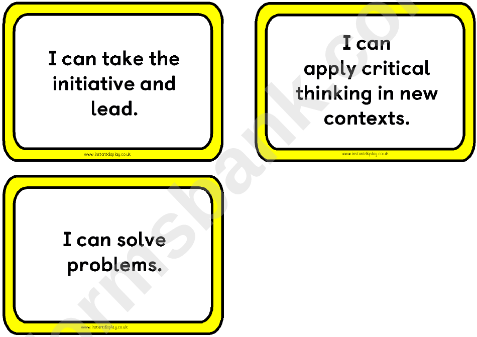 Student Skills Cards Template