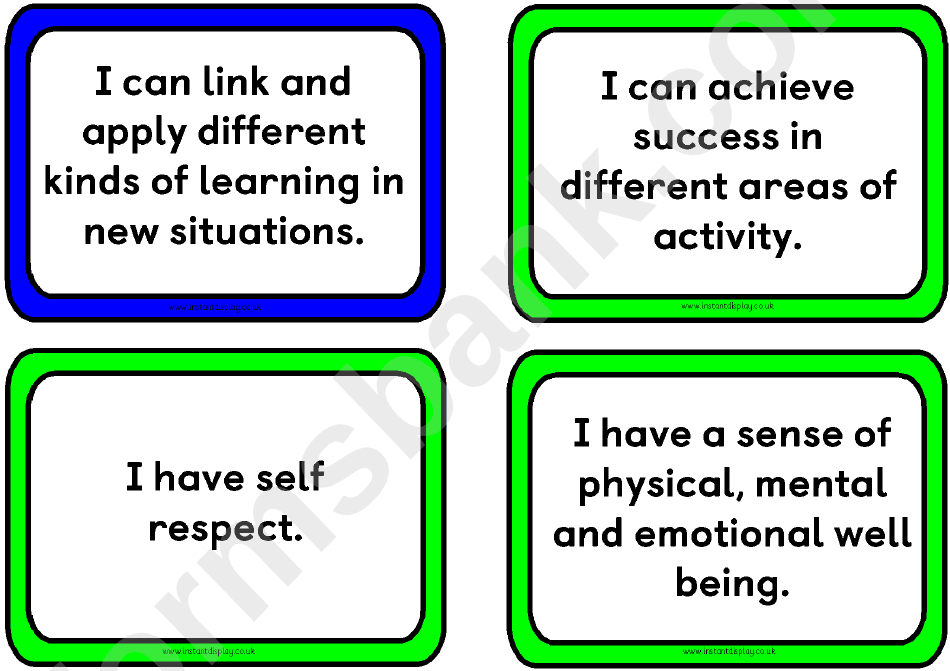 Student Skills Cards Template