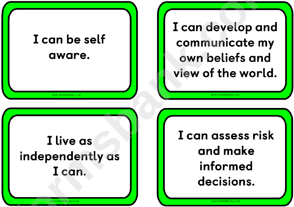 Student Skills Cards Template