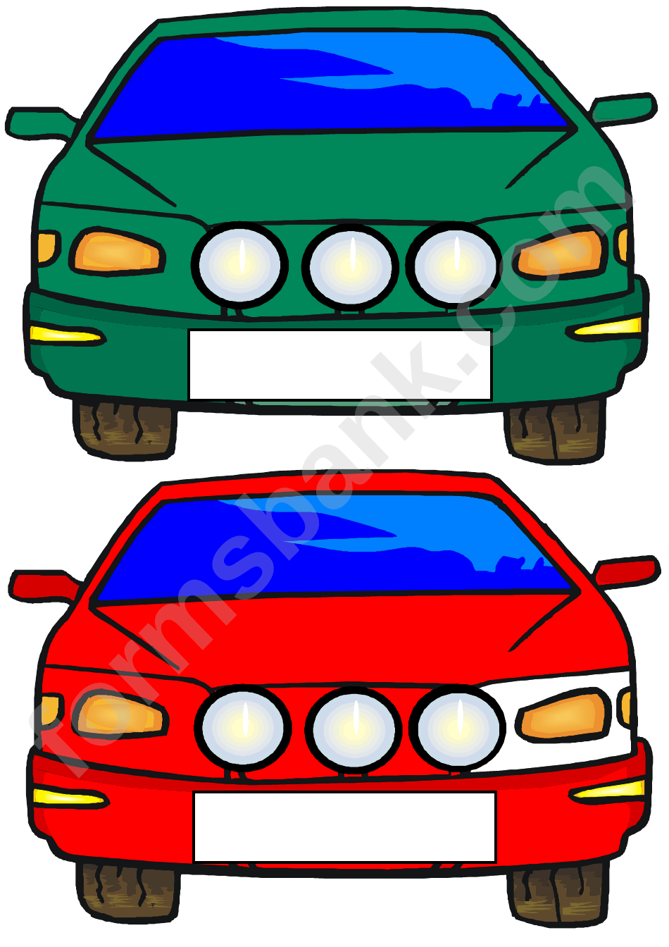 Cars Coloring Sheet & Colored Examples