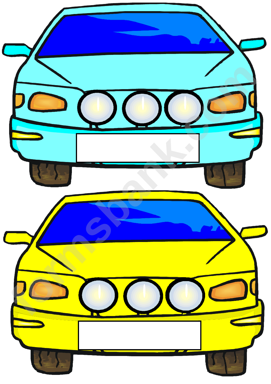 Cars Coloring Sheet & Colored Examples