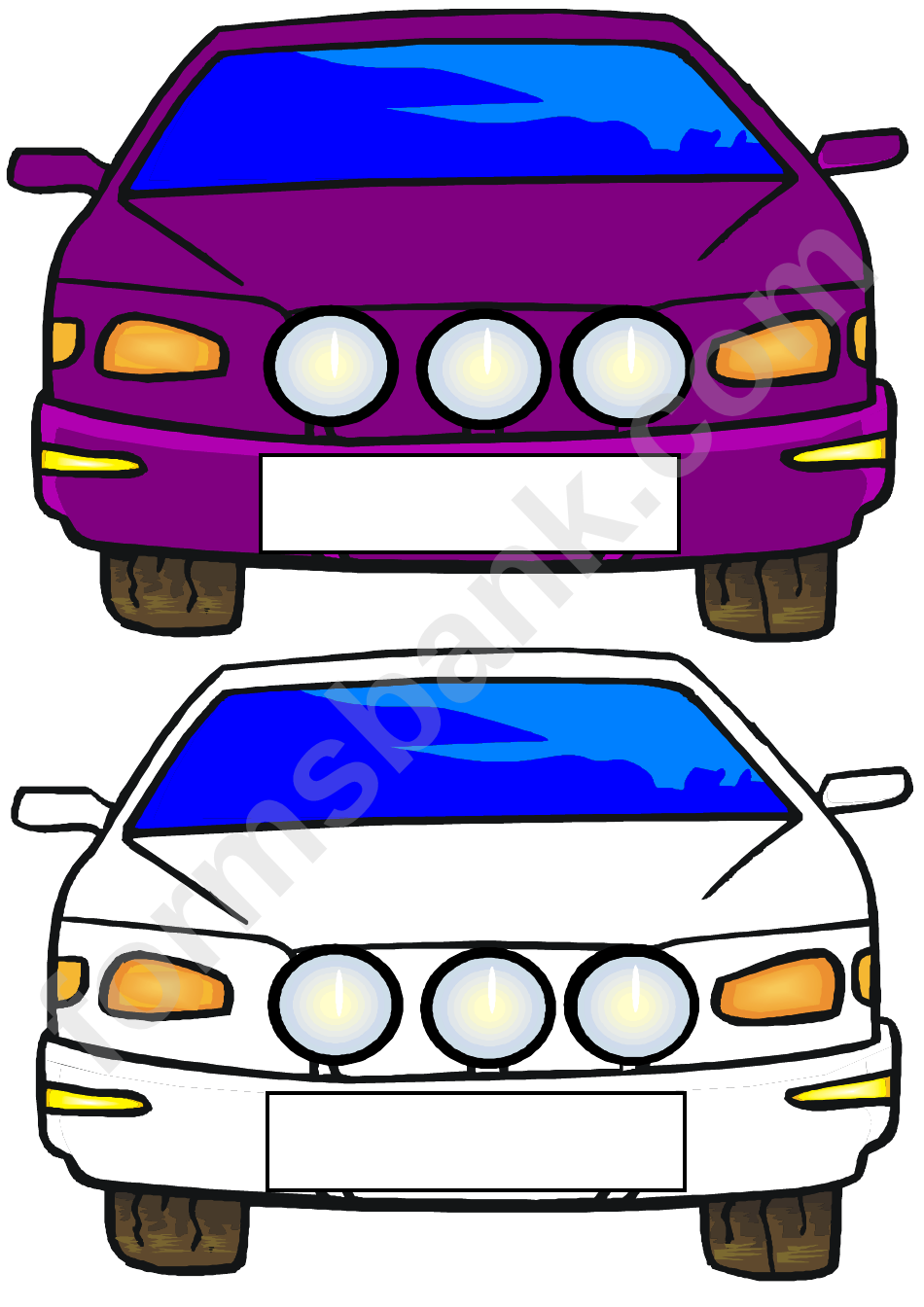 Cars Coloring Sheet & Colored Examples