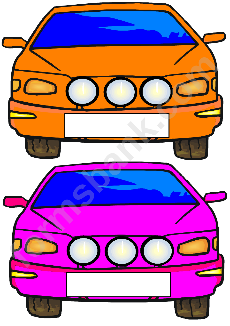 Cars Coloring Sheet & Colored Examples