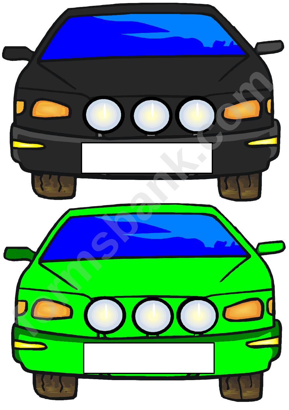 Cars Coloring Sheet & Colored Examples