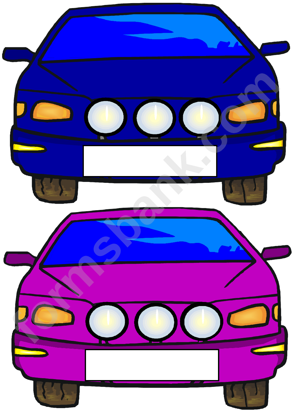 Cars Coloring Sheet & Colored Examples