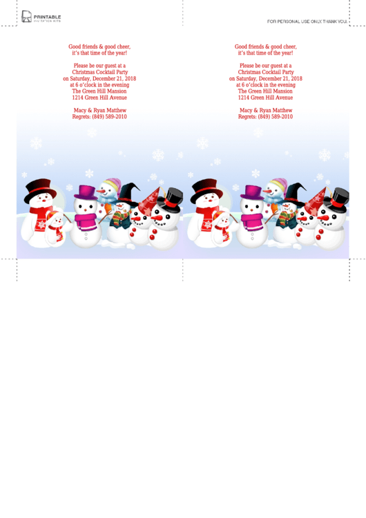 Fillable Christmas Invitation Template Printable pdf