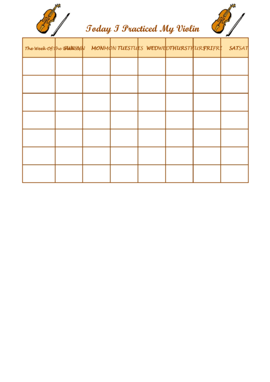 Today I Practiced My Violin Kids Responsibility Chart Printable pdf