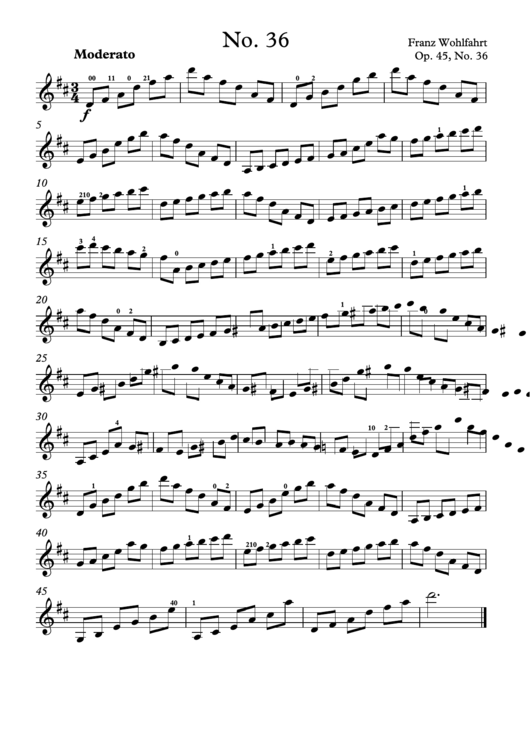 Franz Wohlfahrt - Etude Op. 45, No. 36 Printable pdf