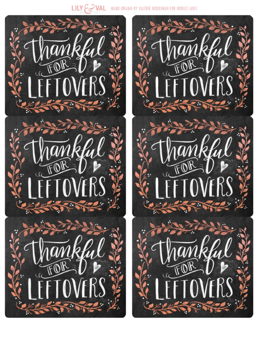 Thankful For Leftovers Sign Sample Printable pdf