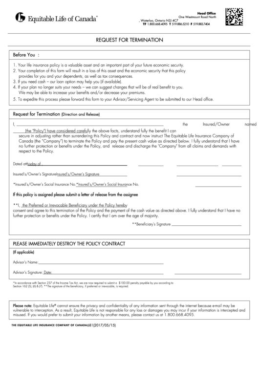 Request For Termination Form