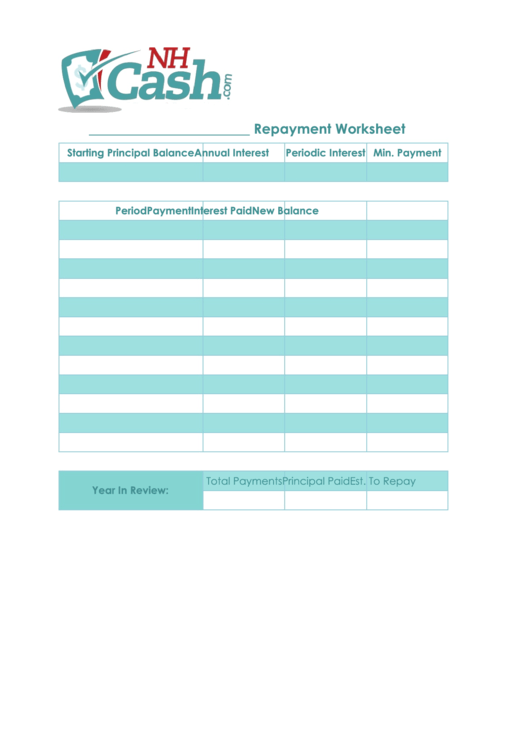 Repayment Chart Printable pdf