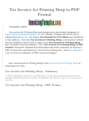 Tax Invoice For Printing Shop Template