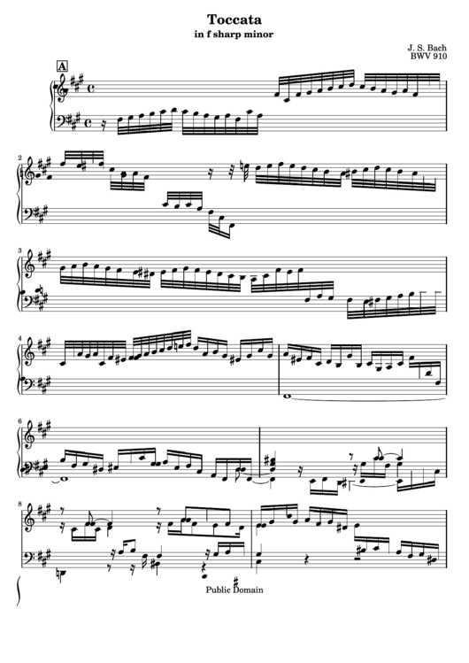 J. S. Bach - Toccata In F Sharp Minor Sheet Music Printable pdf
