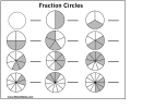 Fraction Circles Template - Three Columns