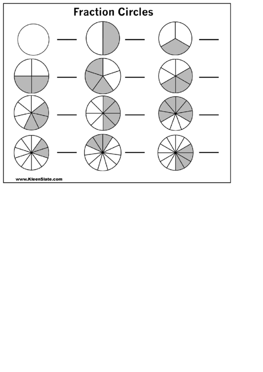 Fraction Circles Template - Three Columns Printable pdf