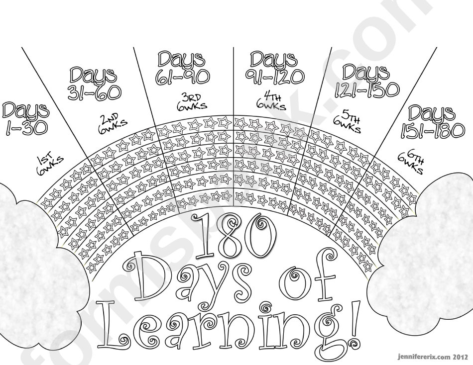 180 Days Of Learning Goal Tracking Sheet - Black & White
