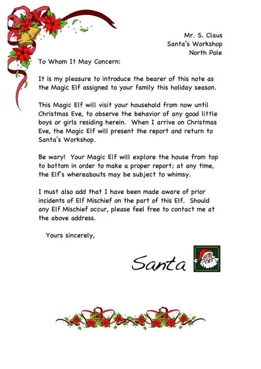 Santa North Pole Letter Template
