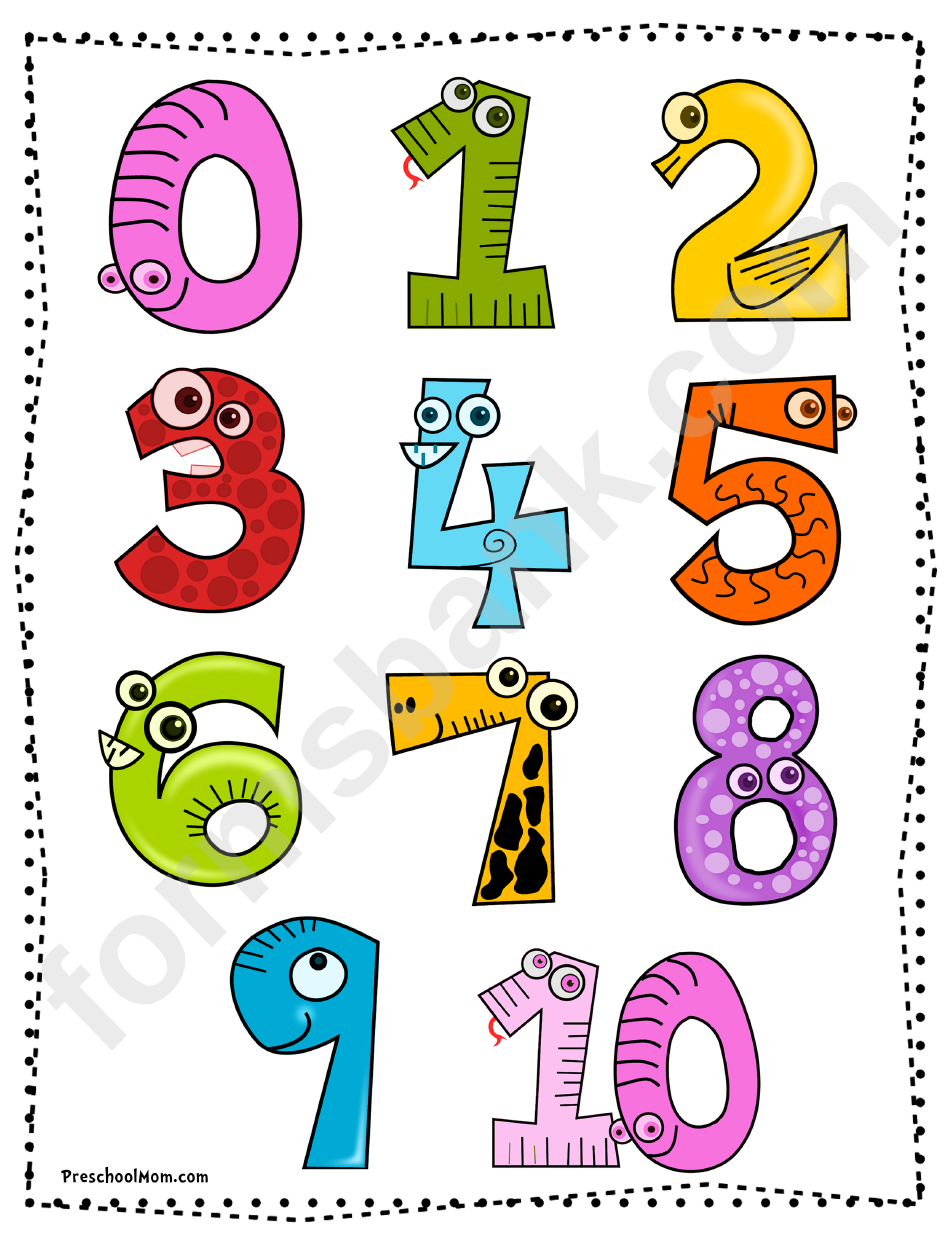 Numbers Form 0 To 10 Poster Template
