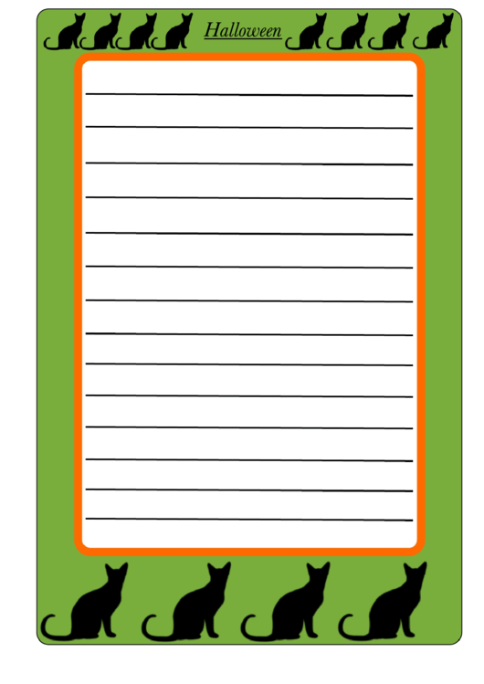 Halloween Cat Story Writing Framed Paper Template Printable pdf