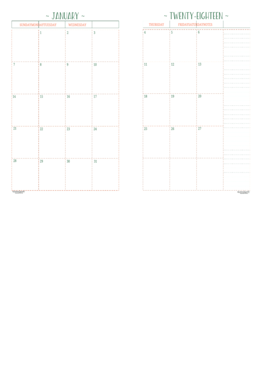 Yearly Calendar Template - Scattered Squirrel