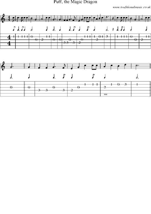 Traditional - Puff, The Magic Dragon Sheet Music Printable pdf