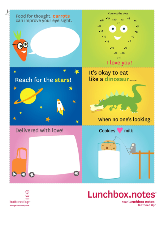 Lunchbox Notes Activity Sheet Printable pdf