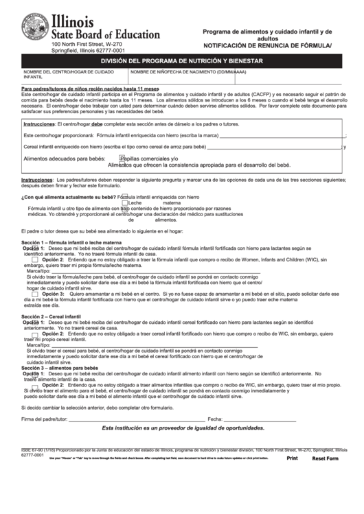 Fillable Form Isbe 67-90 - Notificacion De Renuncia De Formula Printable pdf