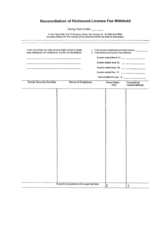 Reconciliation Of Richmond License Fee Withheld Printable pdf