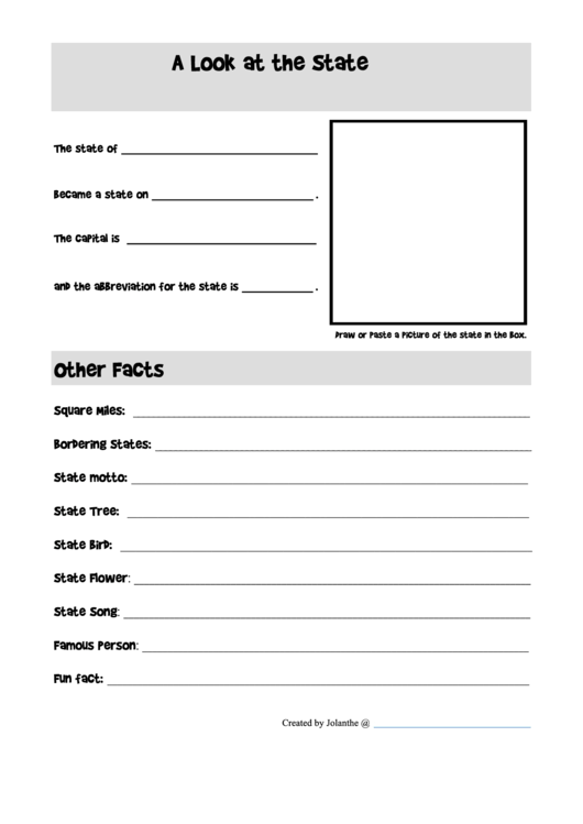 A Look At The State Worksheet Template Printable pdf