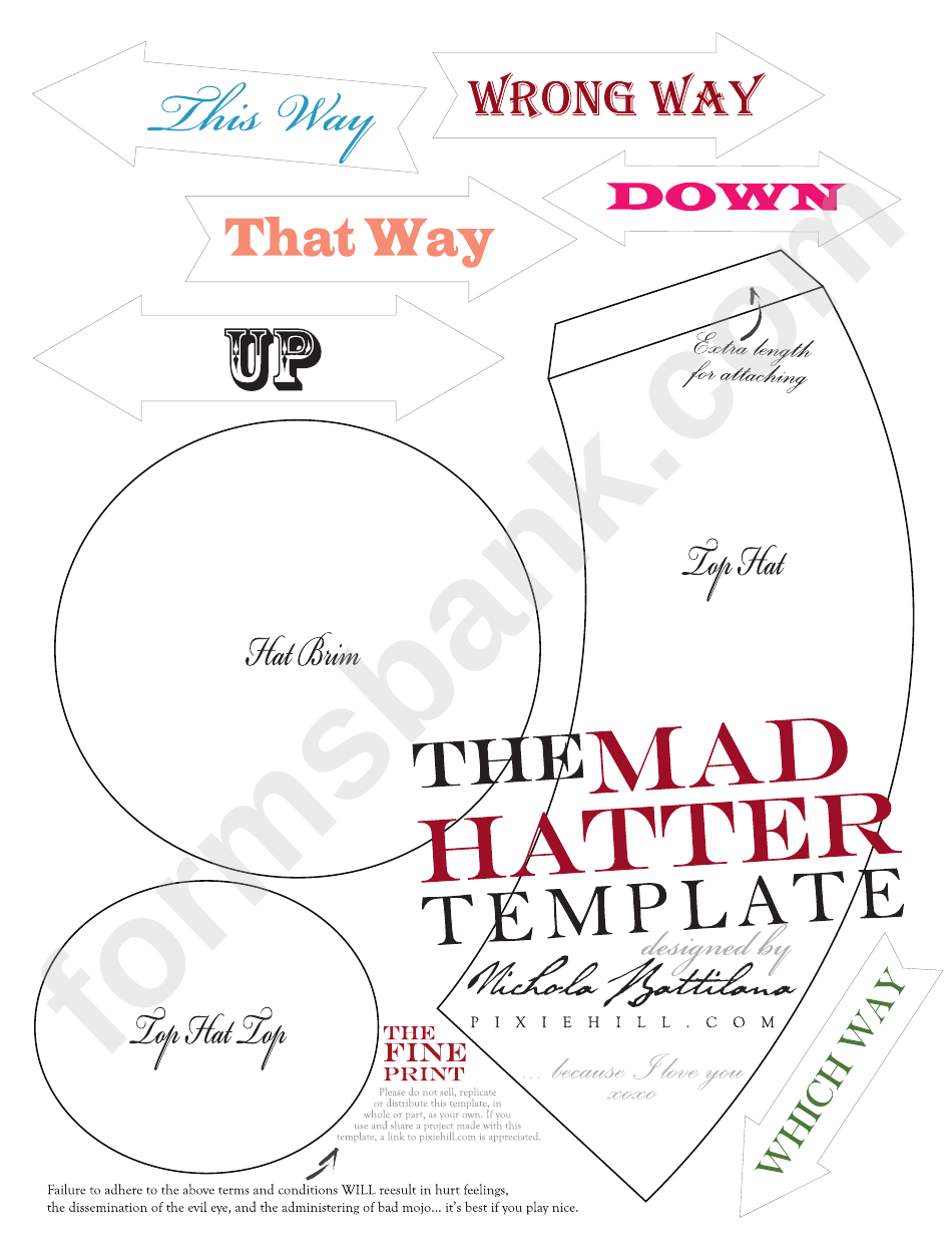 Mad Hatter Hat Template printable pdf download