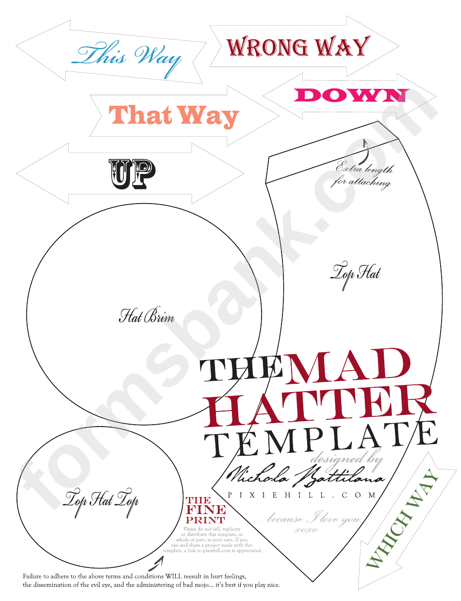 Mad Hatter Hat Template Printable Pdf Download