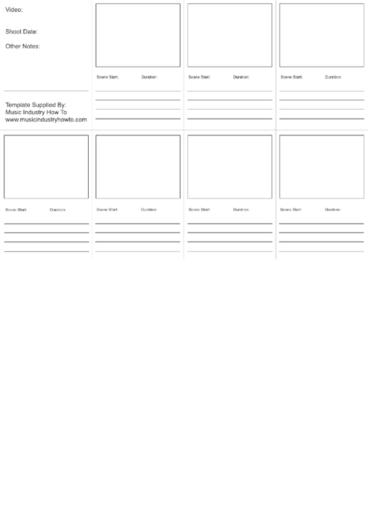 Video Story Board Template Printable pdf