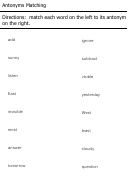 Antonyms Matching Worksheet