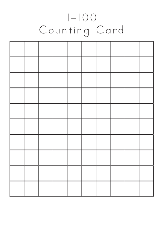 Blank 1-100 Counting Card Template Printable pdf