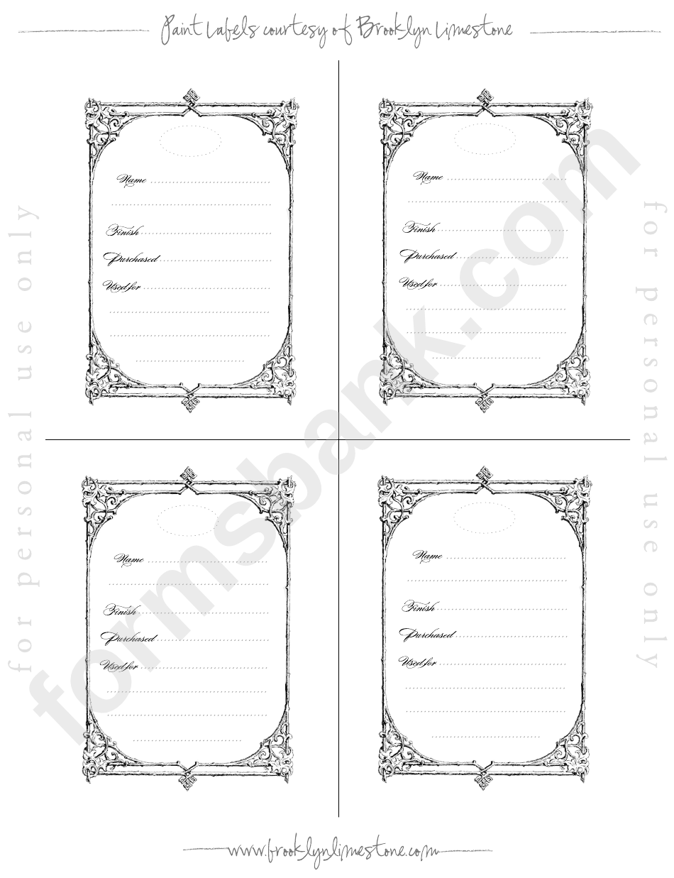 Old-Fashioned Paint Labels Template