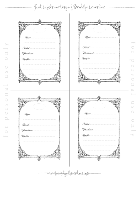 Old-Fashioned Paint Labels Template Printable pdf