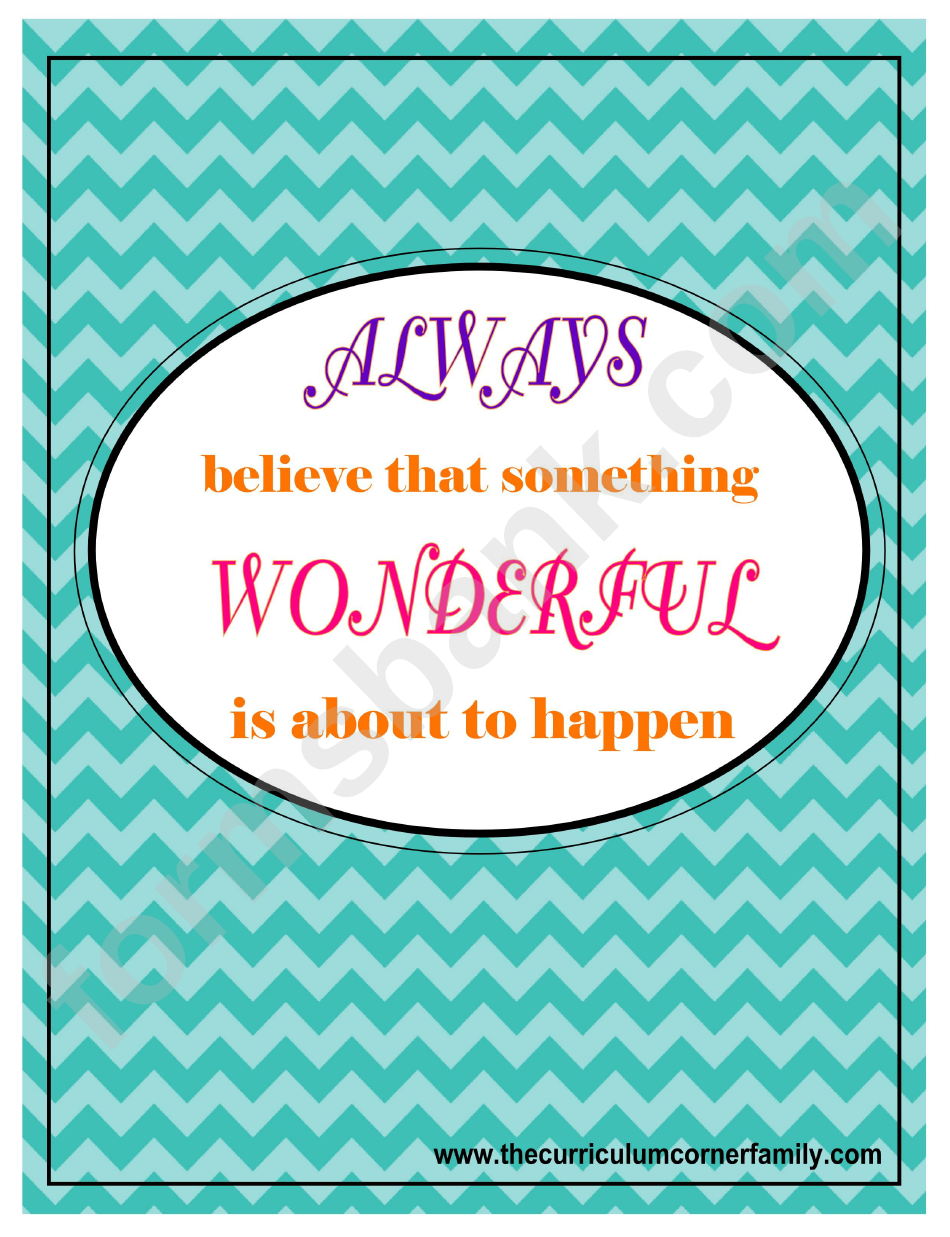 Motivational Poster For Kids Template - Wonderful Is About To Happen
