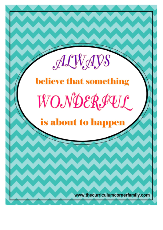 Motivational Poster For Kids Template - Wonderful Is About To Happen Printable pdf