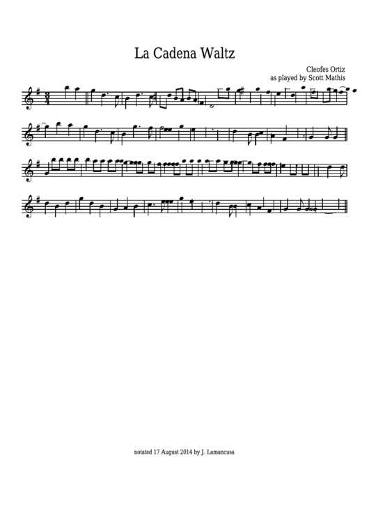 Cleofes Ortiz - La Cadena Waltz Sheet Music Printable pdf